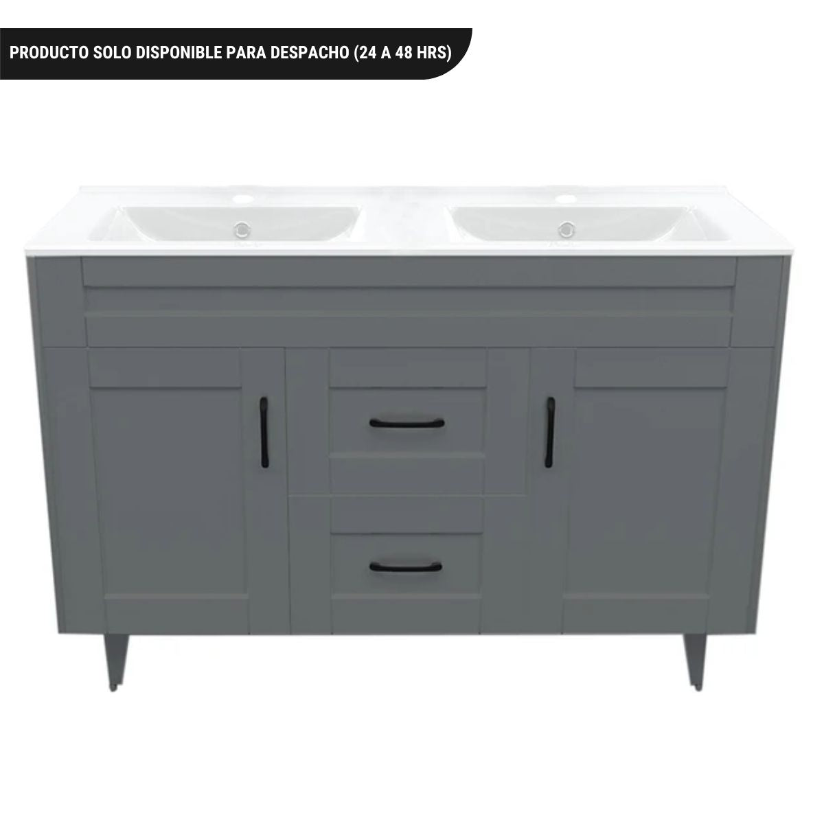 Kit Mueble Deluxe + Vanitorio Gris Doble 120x80x47cm