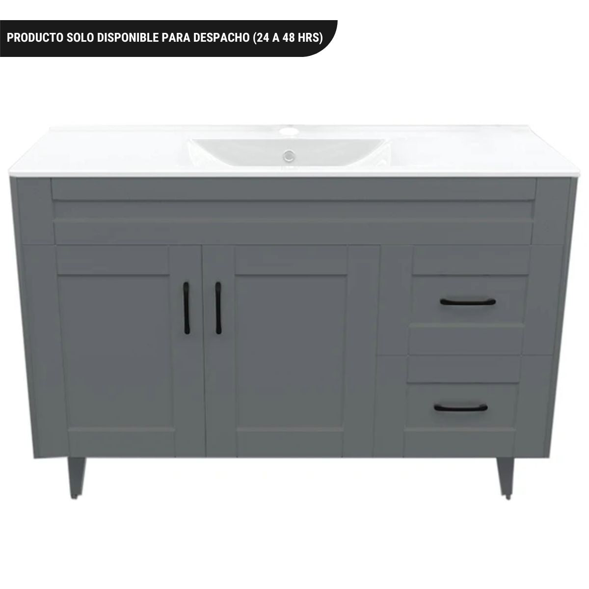 Kit Mueble Deluxe + Vanitorio Plano Gris 120x80x47cm