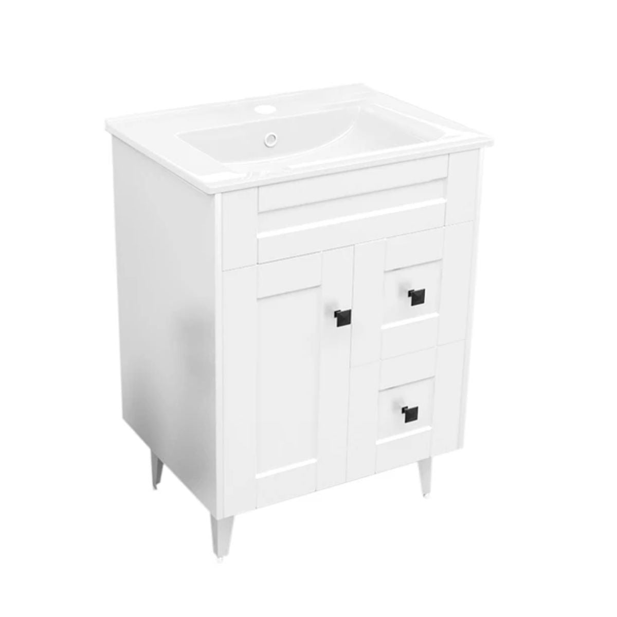 Kit Mueble Deluxe + Vanitorio Plano Blanco 60x47x80cm