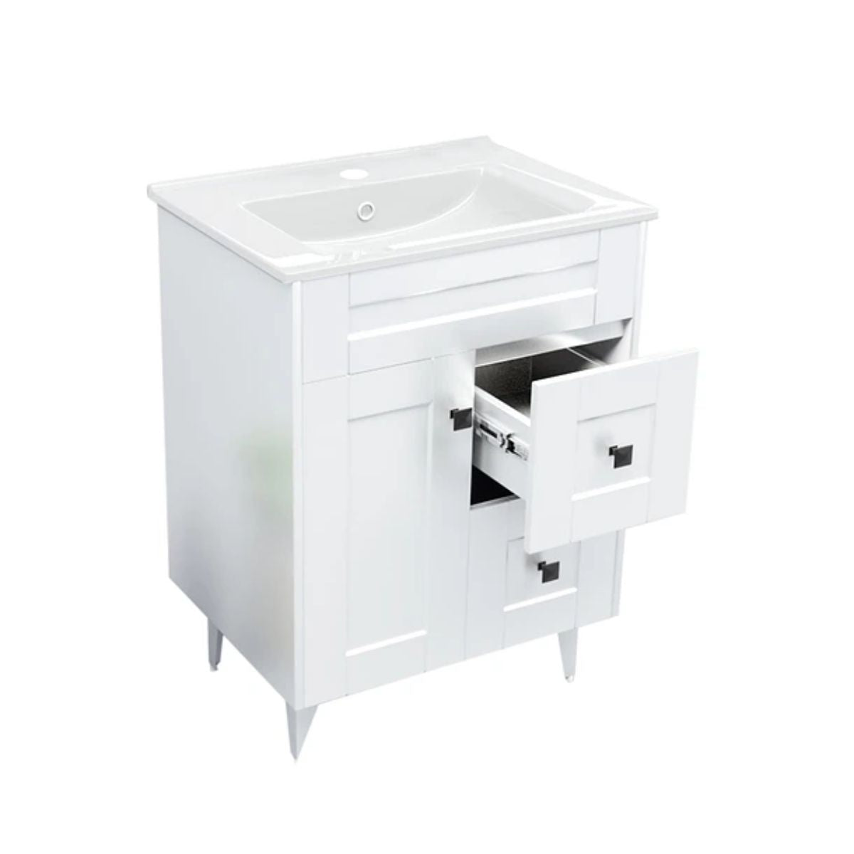 Kit Mueble Deluxe + Vanitorio Plano Blanco 60x47x80cm
