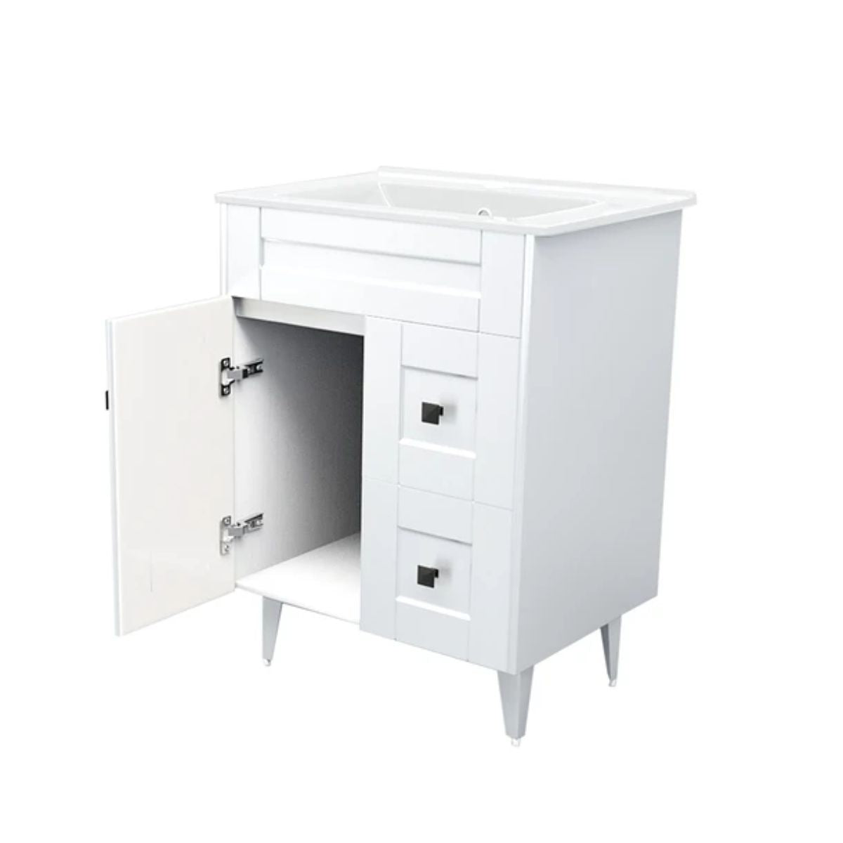 Kit Mueble Deluxe + Vanitorio Plano Blanco 60x47x80cm