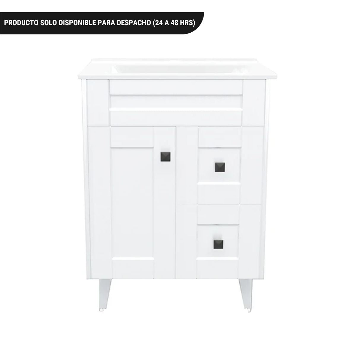 Kit Mueble Deluxe + Vanitorio Plano Blanco 60x47x80cm