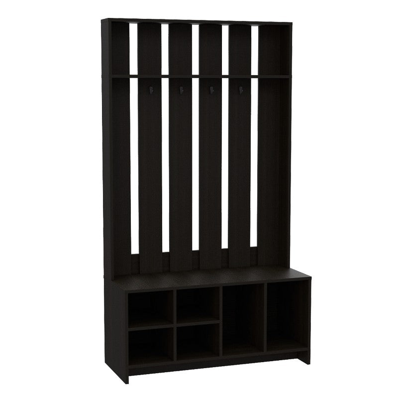 Mueble Recibidor Beijing, Wengue, con varios entrepaños y percheros