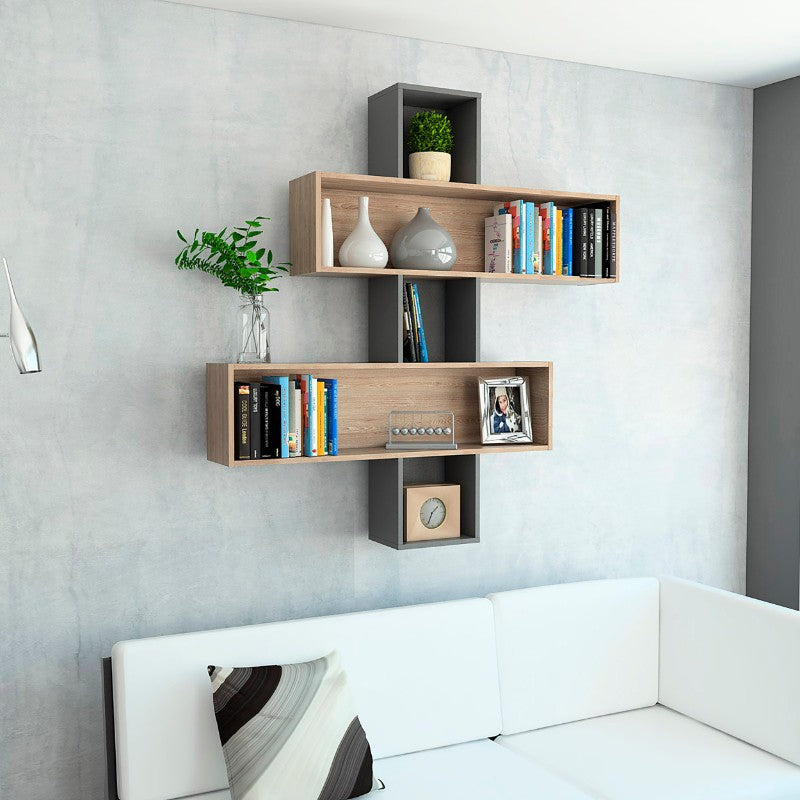Repisa Wall 2B, Miel y Plomo, ideal para ubicar objetos