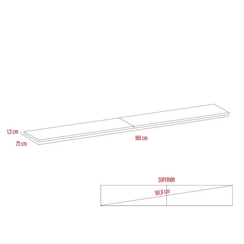 Repisa Vassel Wall Z,160, Miel y Plomo, ideal para ubicar objetos