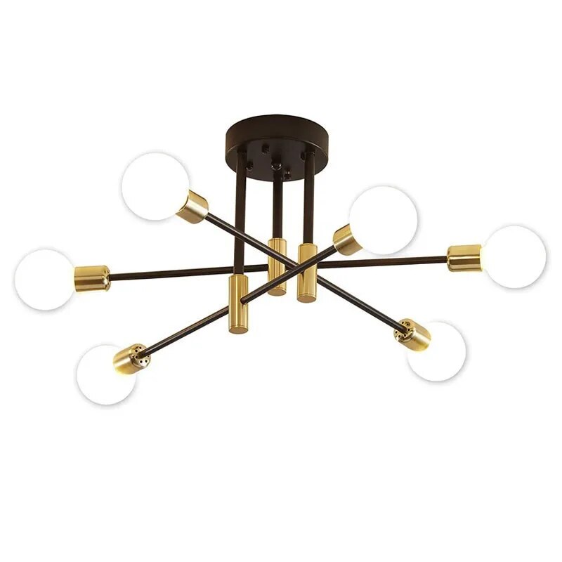 Lampara Aplique Techo Modelo ADALIA Dorada con Negro 6 Luces