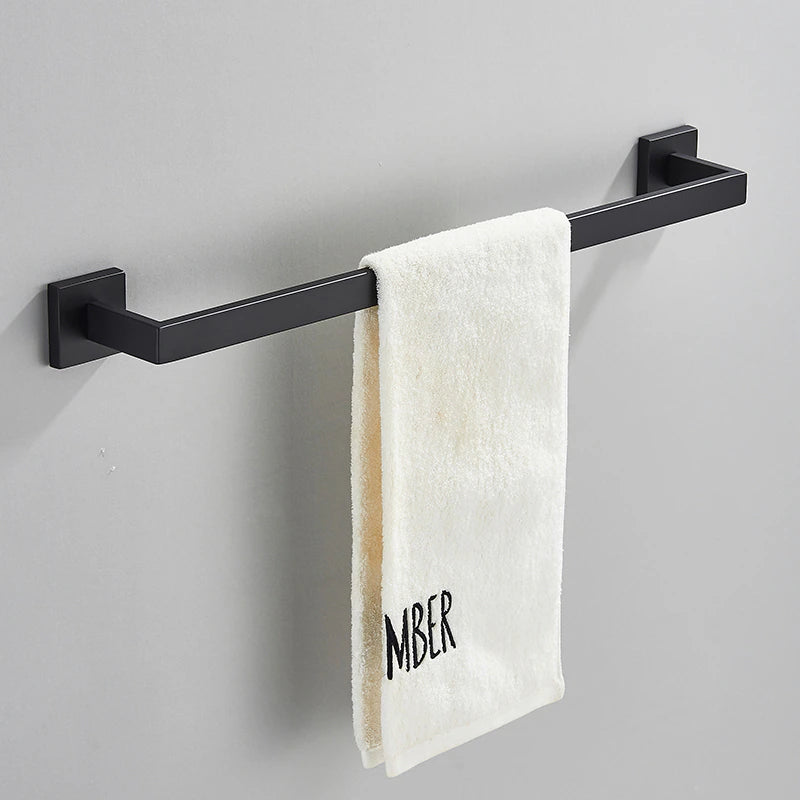 Toallero Negro Mate Moderno Baño 60 cm