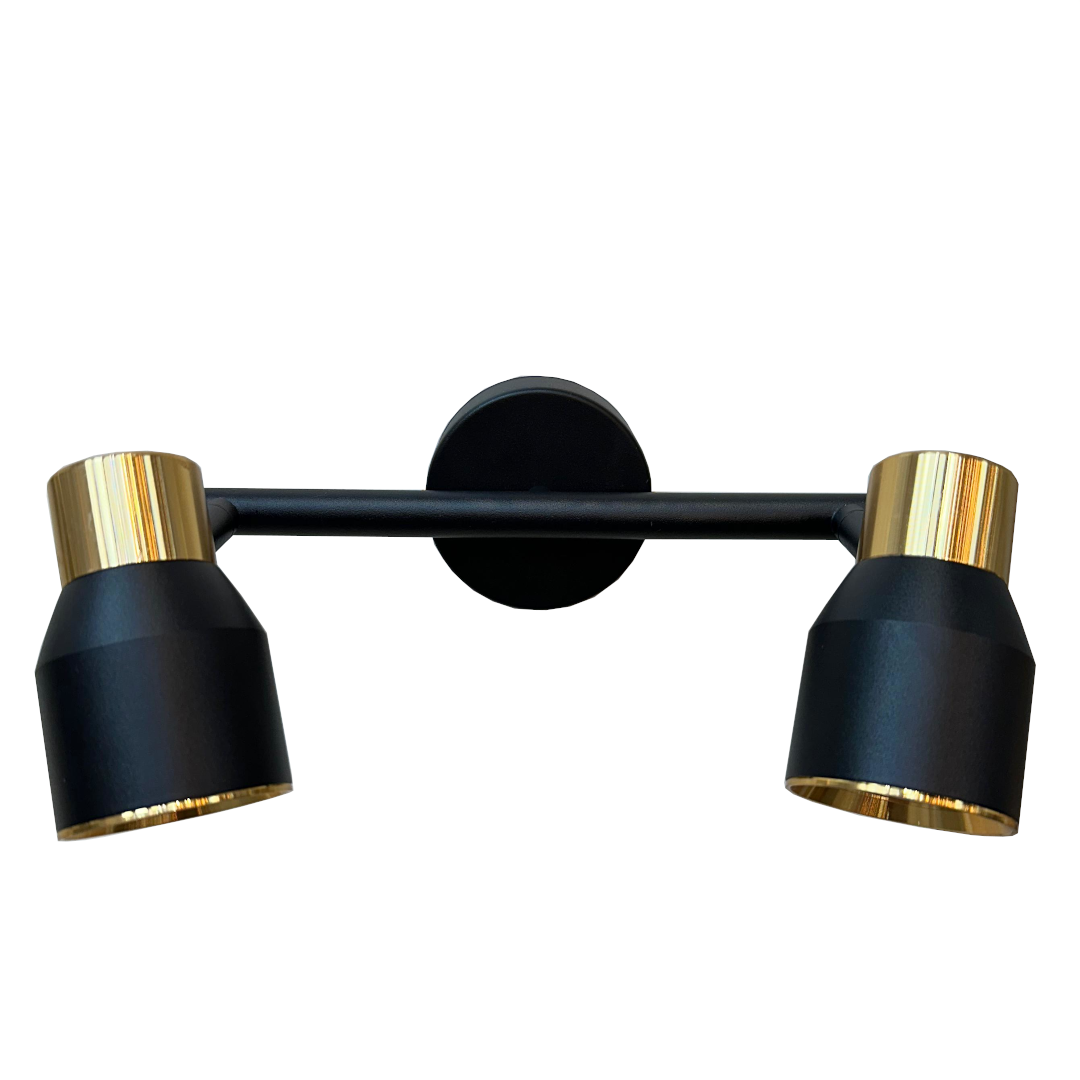 Aplique Doble Negro Dorado GU10