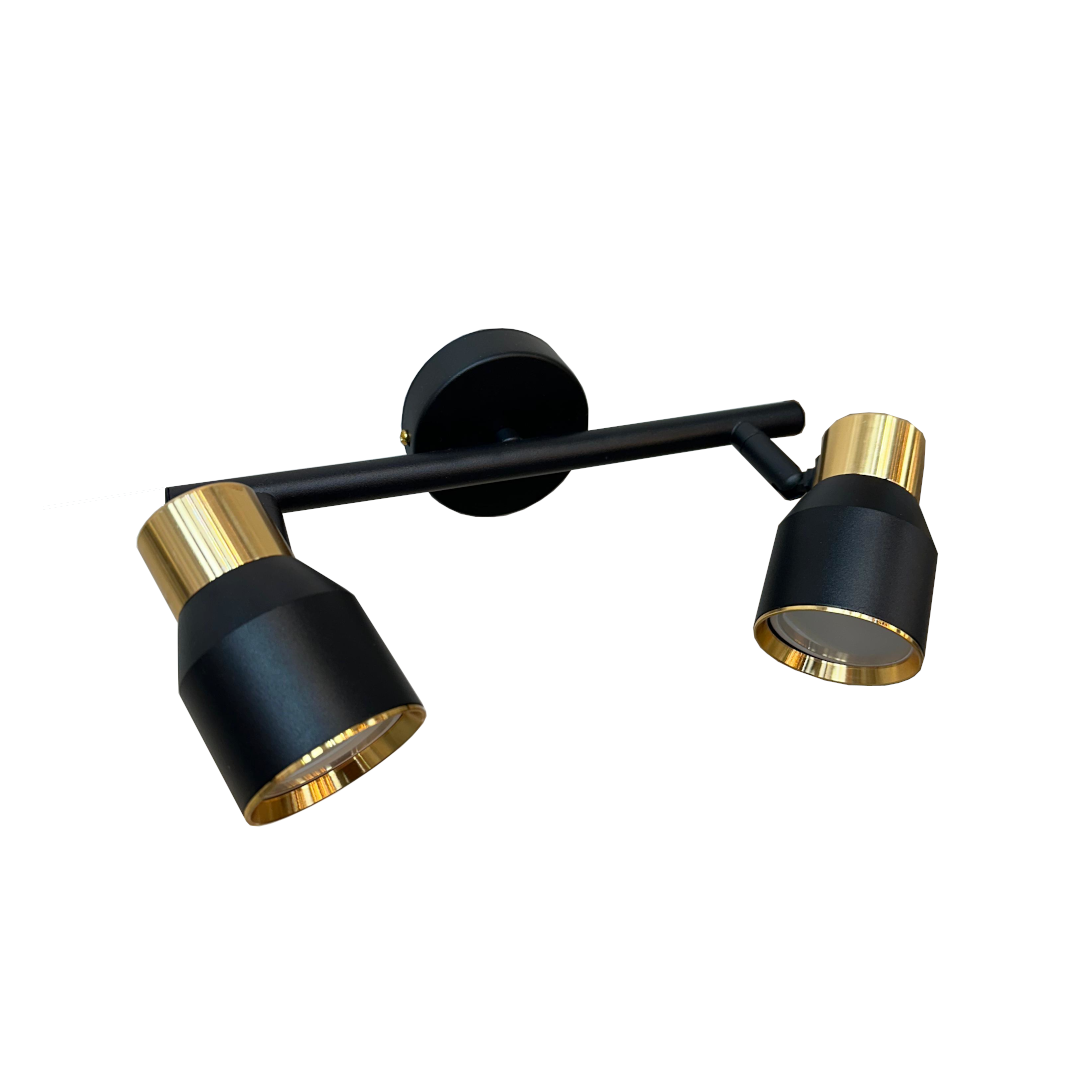 Aplique Doble Negro Dorado GU10