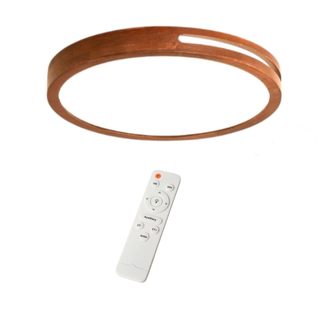 Foco Led Decorativo Redondo Madera Oscura 36w 40 cm