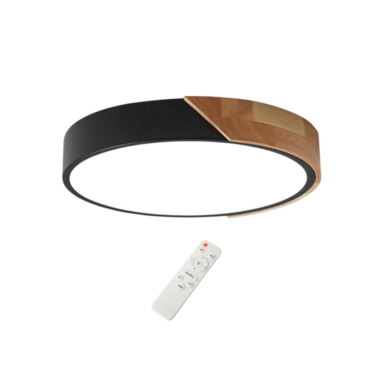 Foco LED Decorativo Madera/Negro con CONTROL REMOTO 30CM