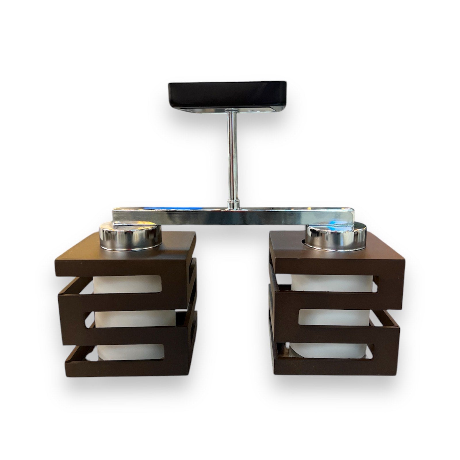 Lampara Aplique Techo Madera  Doble Modelo CONI