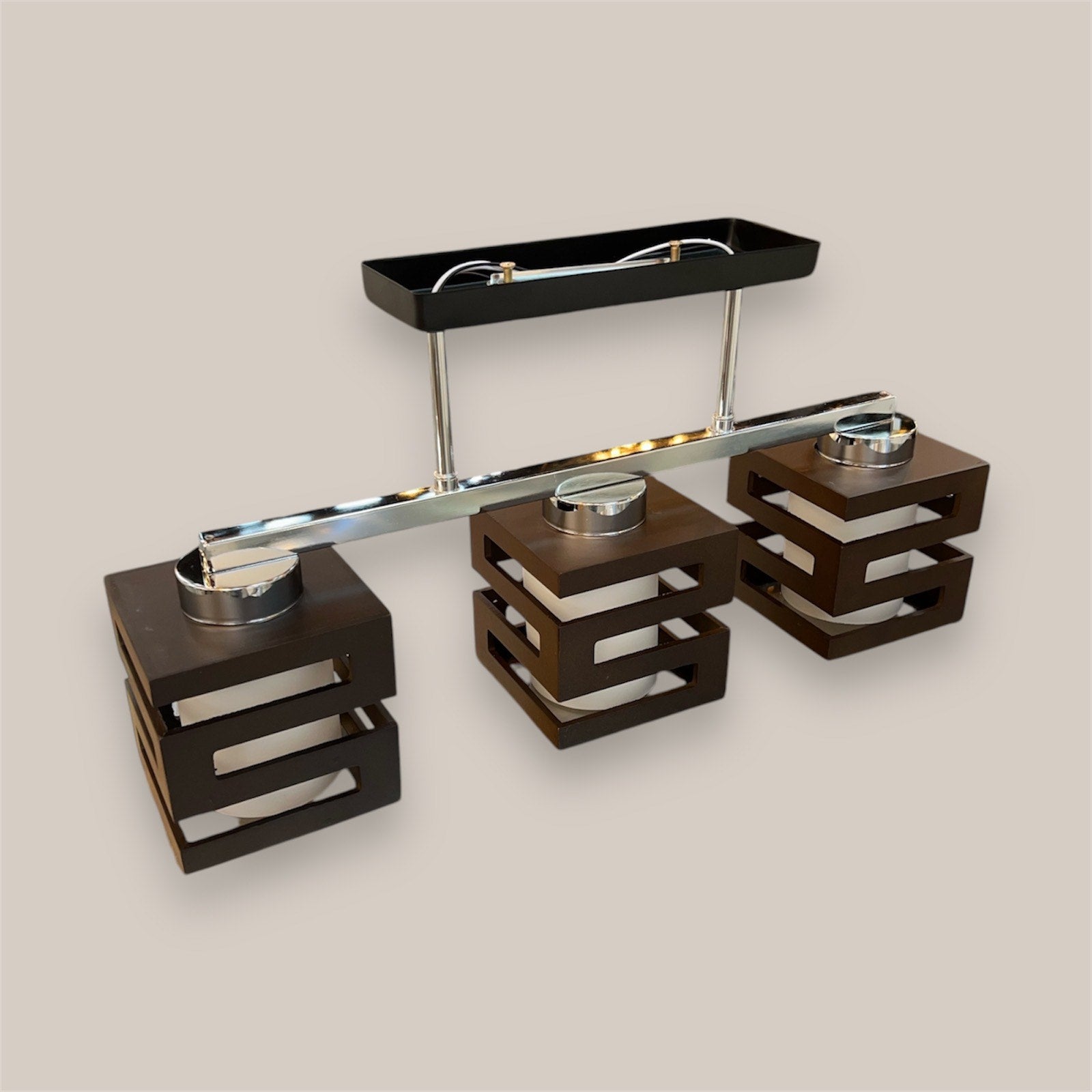 Lámpara Aplique Techo Madera Triple Modelo CONI