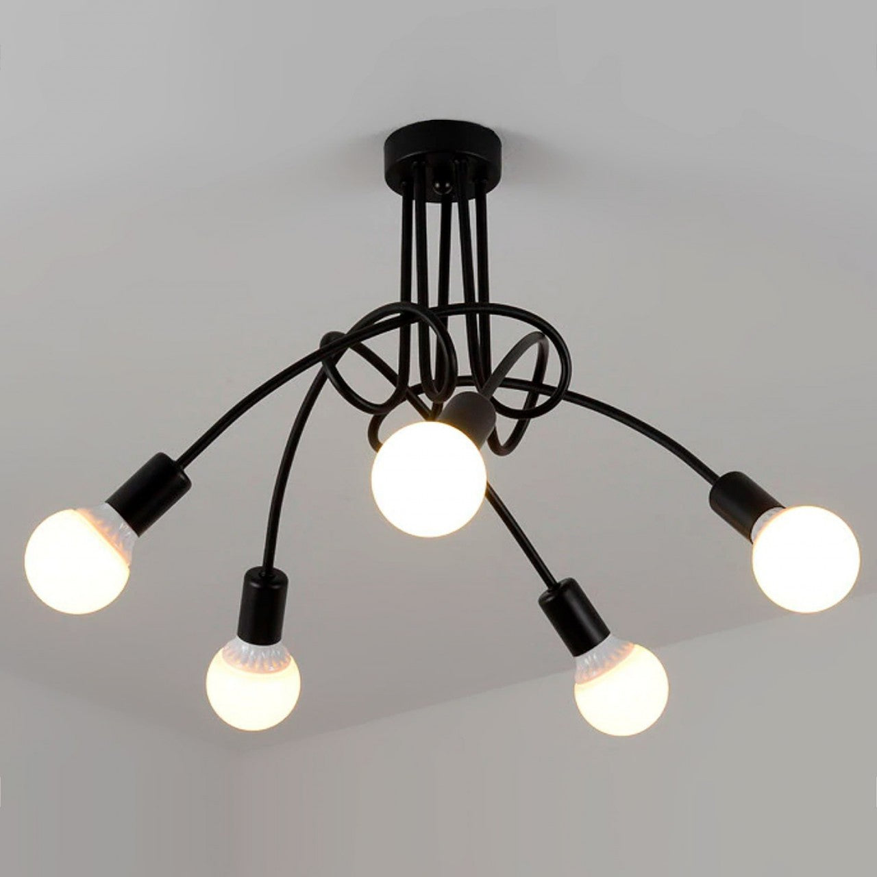 Lampara Modelo Ivy Nordica Negro 5 luces