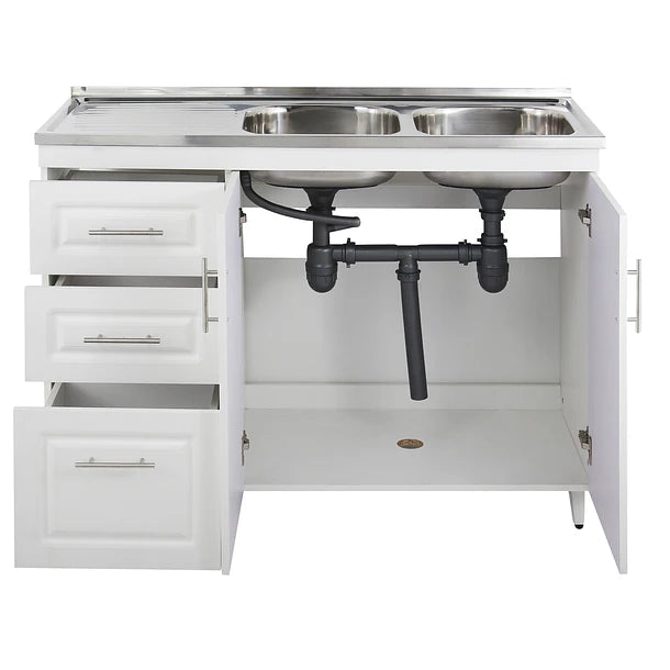 KIT MUEBLE Y LAVAPLATOS DE COCINA BLANCO 120 CM IZQUIERDO