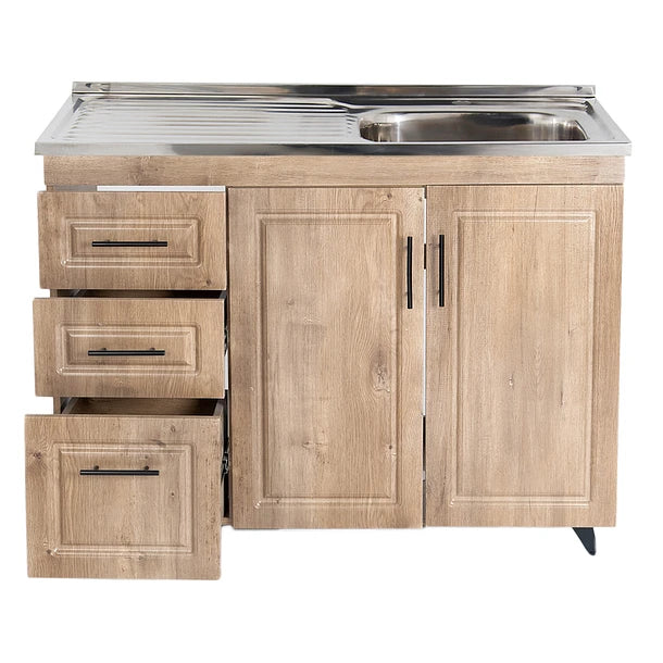 KIT MUEBLE Y LAVAPLATOS DE COCINA CAFE 100 CM IZQUIERDO