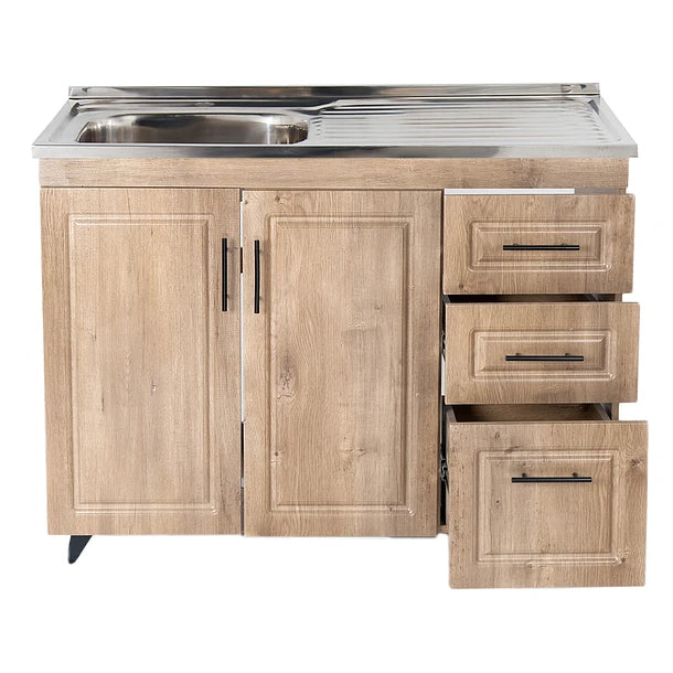 KIT MUEBLE Y LAVAPLATOS DE COCINA CAFE 100 CM DERECHO