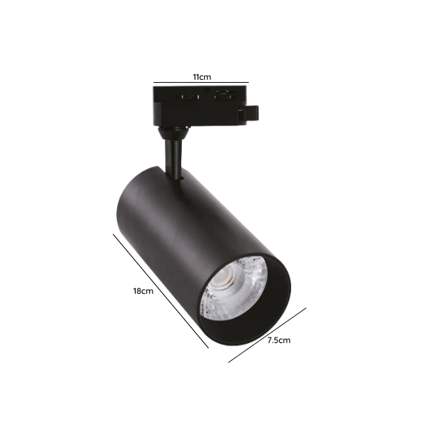 Foco a Riel Negro LED 20W Calido 3000K