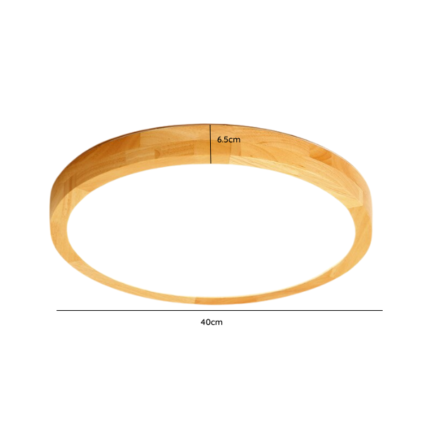 Foco Led Decorativo Redondo Madera Clara 36w 40 cm