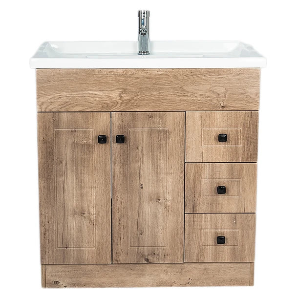 Vanitorio Baño Lavamanos 80x47 cm Cafe 3 cajones
