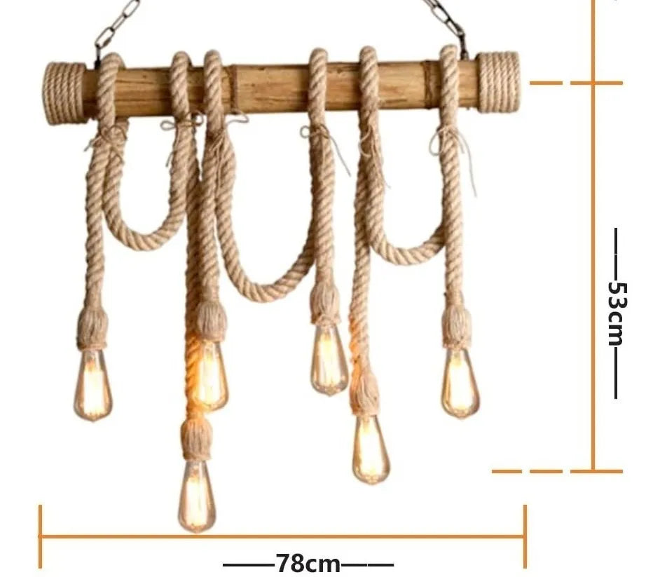 Lampara Decorativa Bambú y Cuerda