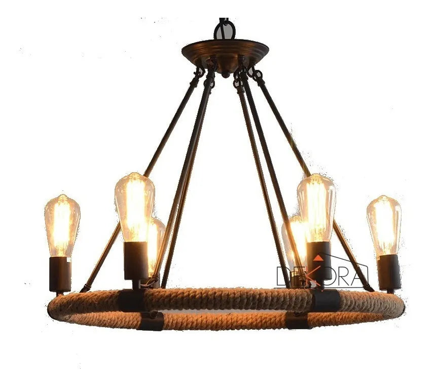 Lampara Techo Colgante Rustico Candelabro 6 luces