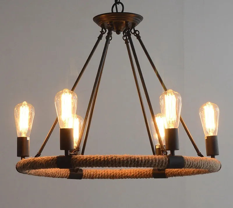 Lampara Techo Colgante Rustico Candelabro 6 luces