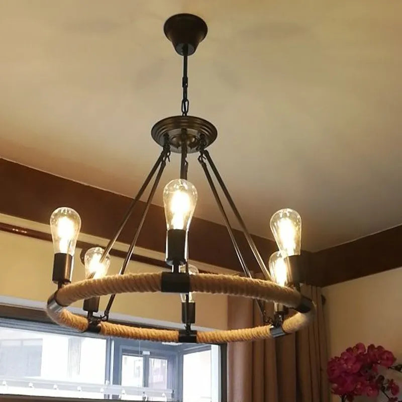 Lampara Techo Colgante Rustico Candelabro 6 luces