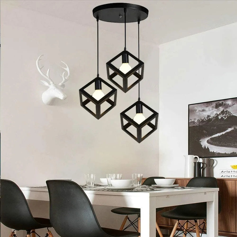 Lampara Colgante Nordico Moderna Cubo Triple