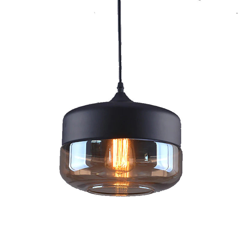 Lampara Vidrio Negra Moderna Colgante