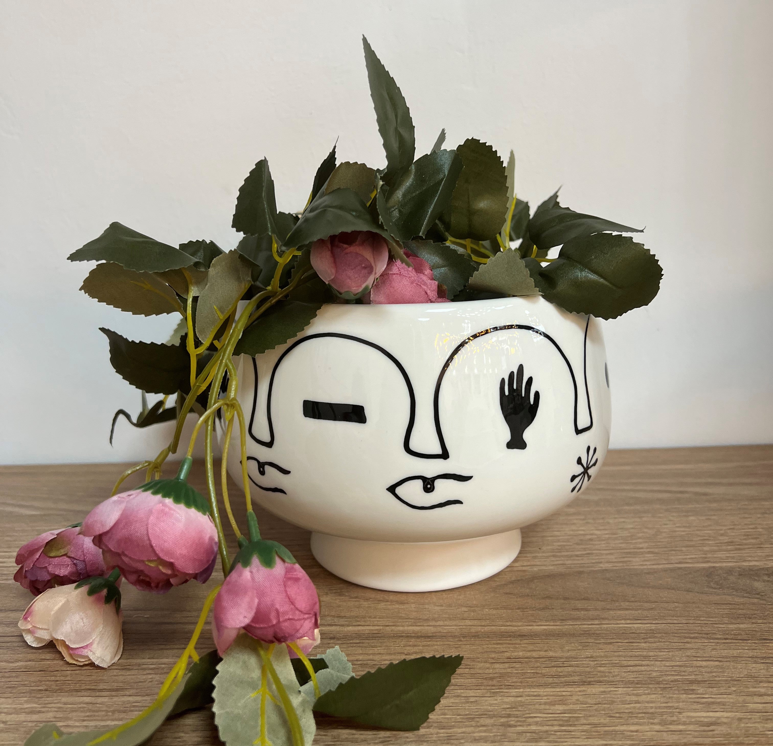 MACETERO DECORATIVO DIBUJO CARAS