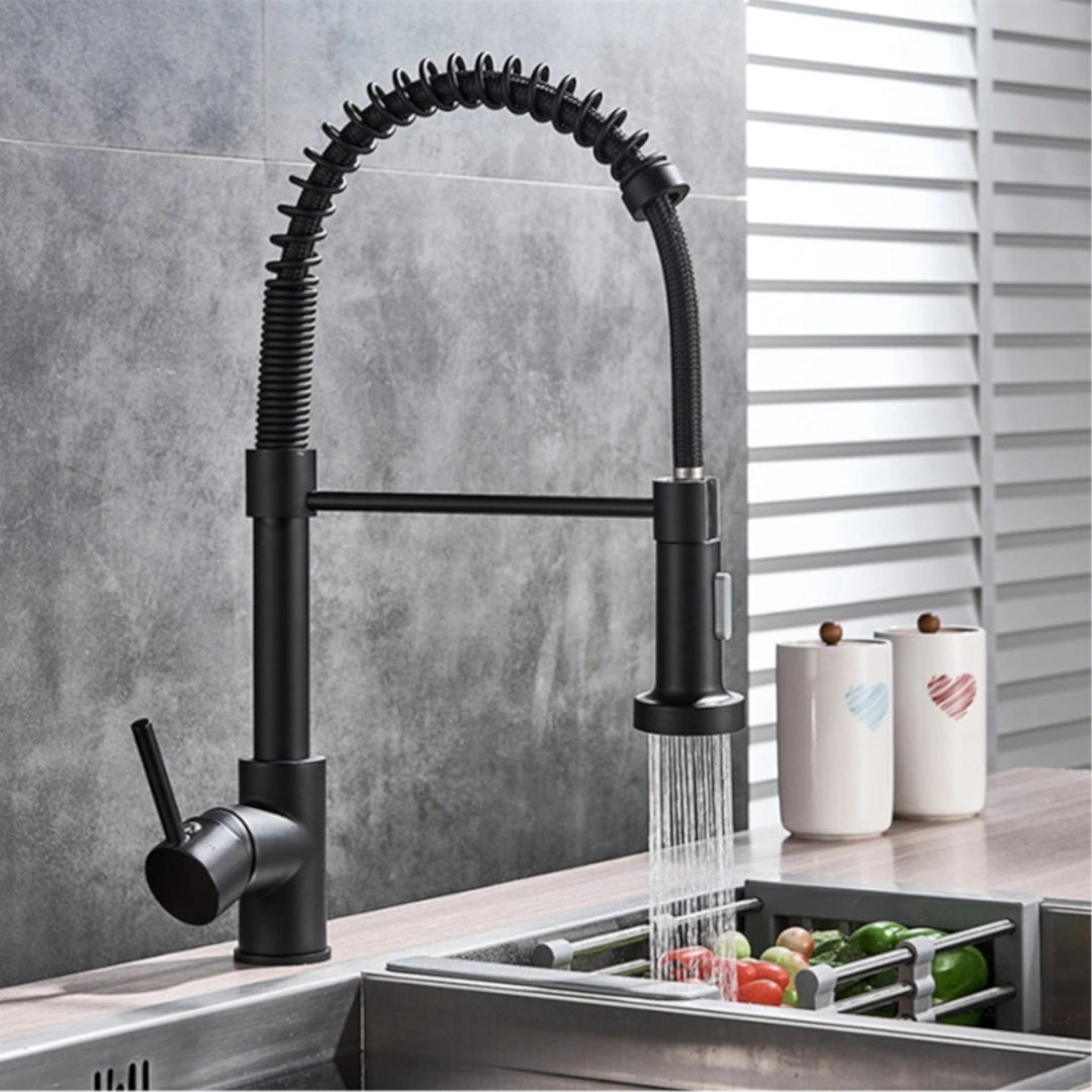 Llave MODELO BLACK ONYX Retracil Cocina Monomando Moderno Extensible